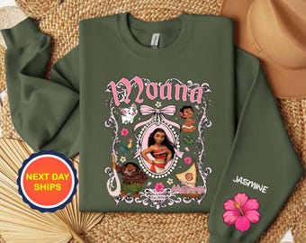 Personalization Moana Disney Sweatshirt or Hoodie, Disney Princess Moana Sweatshirt, Princess Castle Sweatshirt, Disney Kids Sweatshirt
