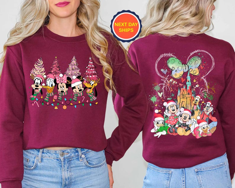 Christmas Mickey Minnie Sweatshirt, Disneyland Christmas Hoodie