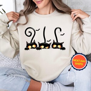 Black Cat Sweatshirt or Hoodie, Halloween Party Sweatshirt, Halloween Hoodie, Spooky Season Sweatshirt, Gift for Cats Lover,Black Cat Hoodie