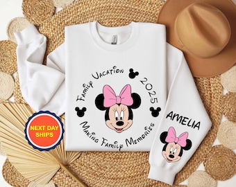 Personalization Disney Minnie Sweatshirt or Hoodie, 2025 Family Vacation Sweatshirt, Disneyland Sweatshirt, Trip Sweatshirt, Minnie Hoodie