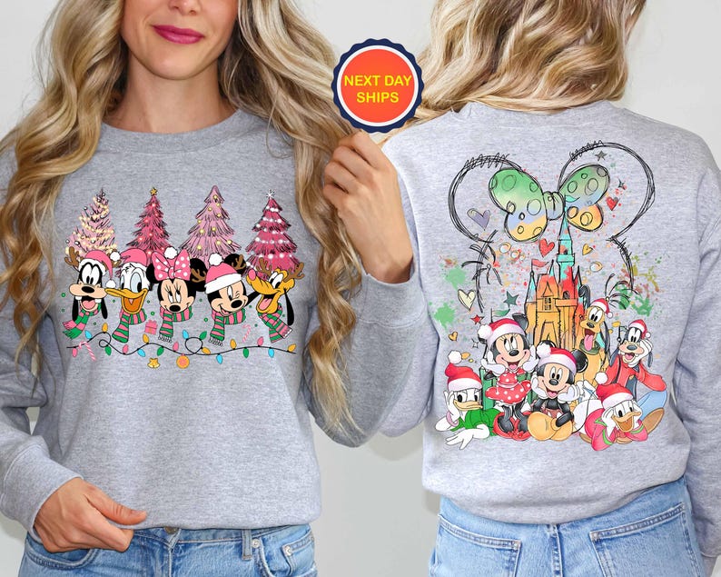 Christmas Mickey Minnie Sweatshirt, Disneyland Christmas Hoodie
