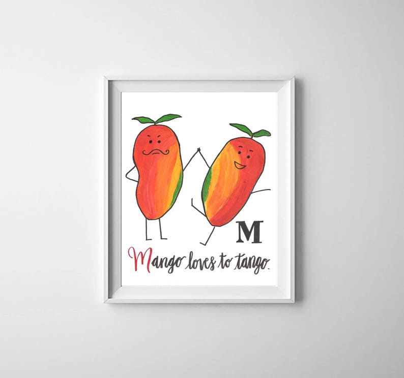 Alphabet Food Art Print Letter M Mango/tango hand Painted Etsy