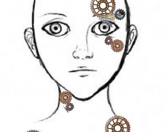 Steampunk cogs temporary tattoos