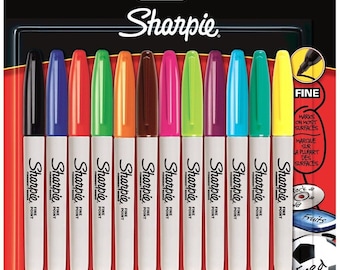 12 Coloured Sharpies, New and Sealed, Permanent Markers