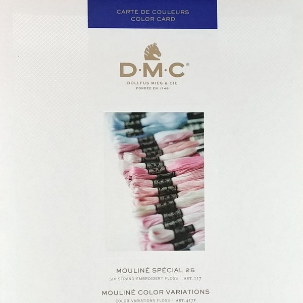 DMC Floss Colour Card  - with REAL FLOSS or Printed only