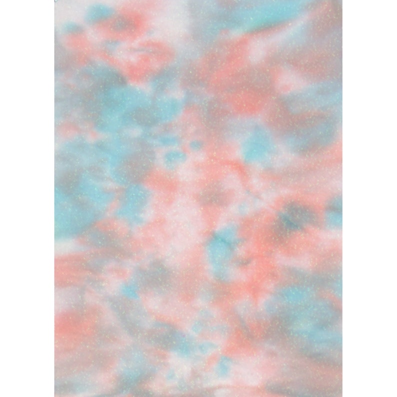 Item #AO18-10 Hand-Dyed OPALESCENT Aida Cross Stitch Fabric 18 count in Shades of Medium Aqua Blues and Salmon Red 13.5 x 18.5