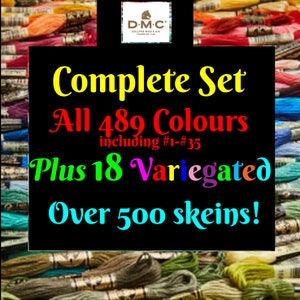 In Stock! Genuine DMC Floss COMPLETE SET of All 489 Solid Colors plus 18 Variegated Flosses