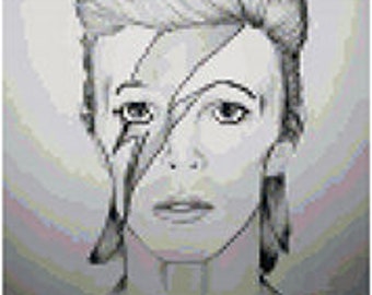 Counted Cross Stitch Pattern David Bowie as Ziggy Stardust