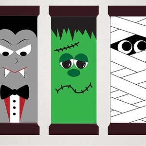 Halloween Candy Bar Wrappers, Digital Halloween Party Favors, Frankenstein, Mummy, Dracula