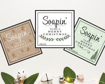 Etiqueta de regalo de Navidad, etiqueta de regalo de jabón, Soapin, te deseo una feliz Navidad, regalo de Navidad para maestros, regalo de vacaciones para vecinos