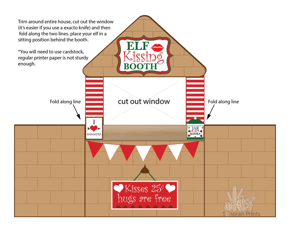 Elf Kissing Booth Printable, Elf Christmas Props, Creative Elf Ideas