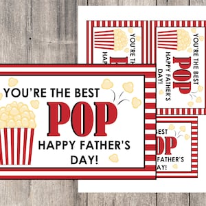 Best Pop Popcorn Tag, Father&#39;s Day Popcorn Tag, Popcorn Gift Tag, Dad Gifts from kids, Church Father&#39;s Day Gift, Father&#39;s Day Handout