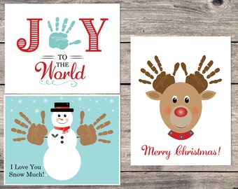 Christmas Handprint Art, Handprint Keepsake, Reindeer Handprint, Snowman Handprint, Christmas Craft for Kids, Babies first Christmas