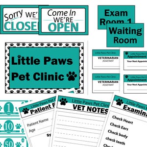 Vet Clinic Pretend Play Set, Vet Dramatic Play Printables, Vet Office Pretend Play