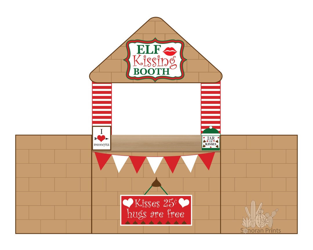 Elf Kissing Booth Printable Elf Christmas Props Creative Elf