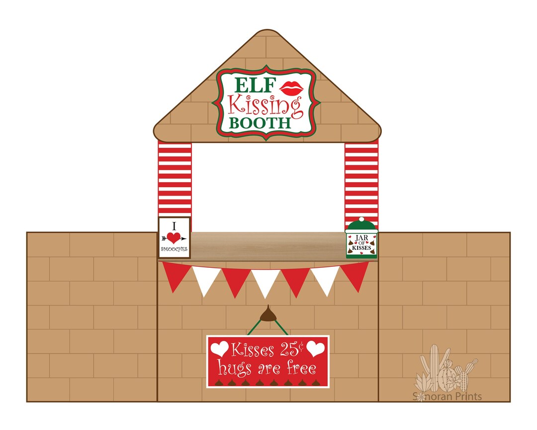Elf Kissing Booth Printable Elf Christmas Props Creative Elf Ideas Christmas Elf Kit Elf