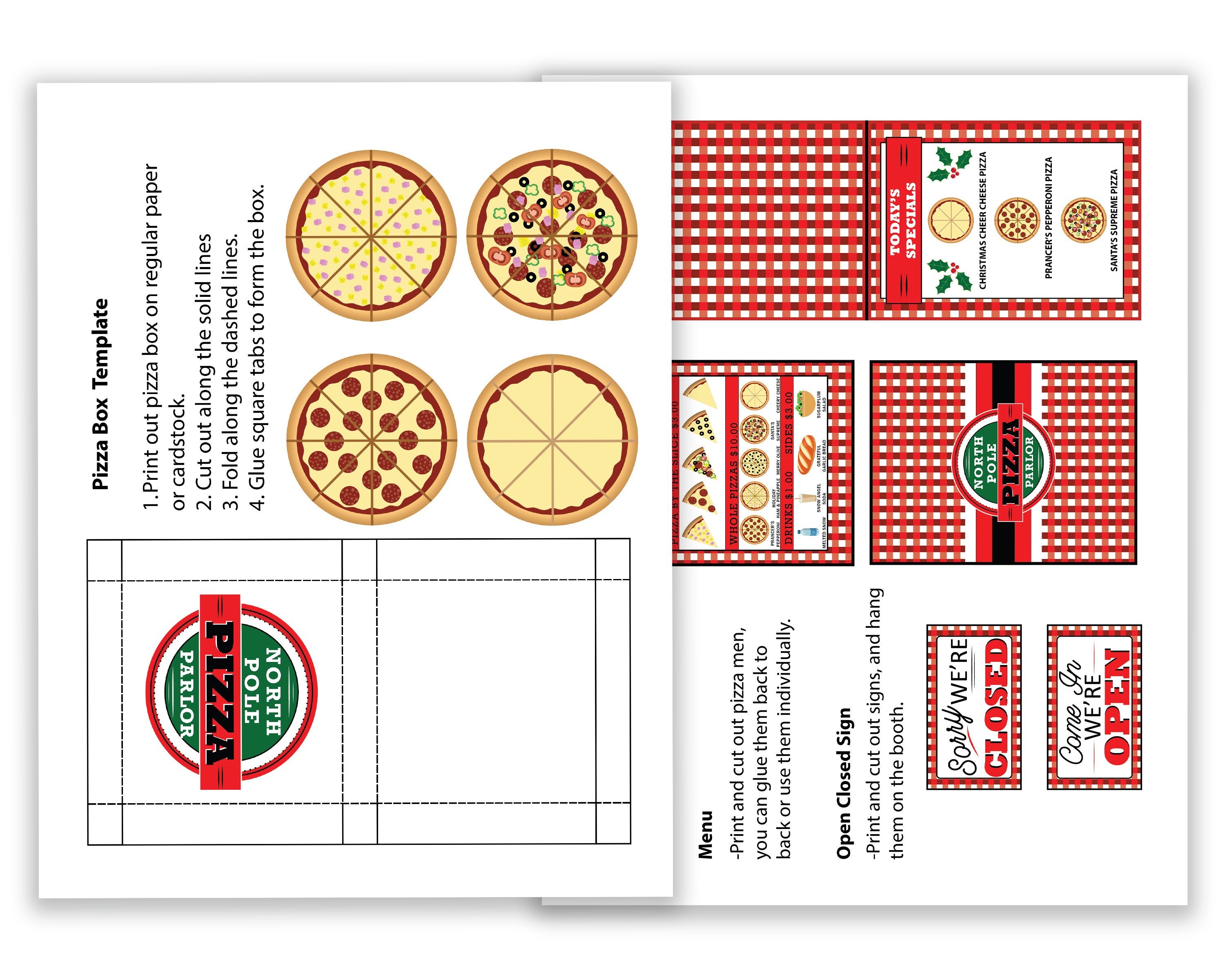 elf pizza stand printable, elf pizza kit, elf christmas props, elf