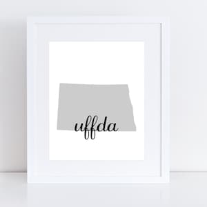 North Dakota State Print, North Dakota Printable Wall Art, North Dakota Uffda Print
