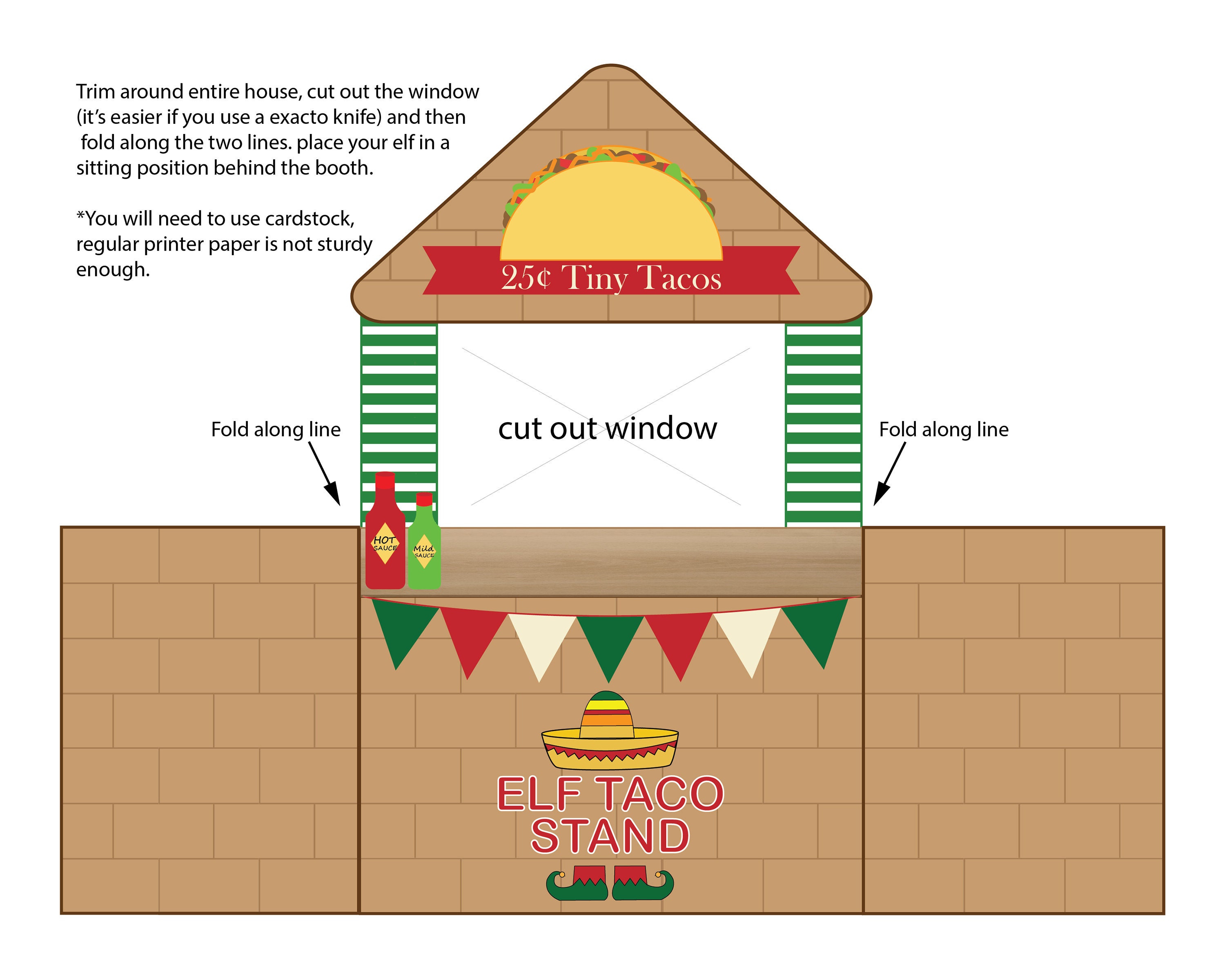 Elf Taco Stand Printable, Elf Christmas Props, Creative Elf Ideas