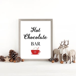 Hot Chocolate Bar Sign, Hot Cocoa Bar Print, Hot Cocoa Christmas Party, Christmas Printable Wall Art