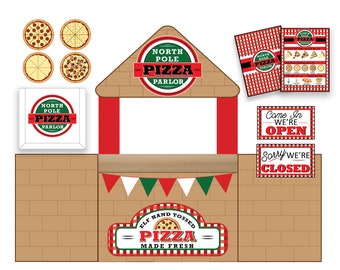 Elf Pizza Stand Printable,  Elf Pizza Kit, Elf Christmas Props, Elf Pizza Booth, Creative Elf Ideas, Christmas Elf Kit