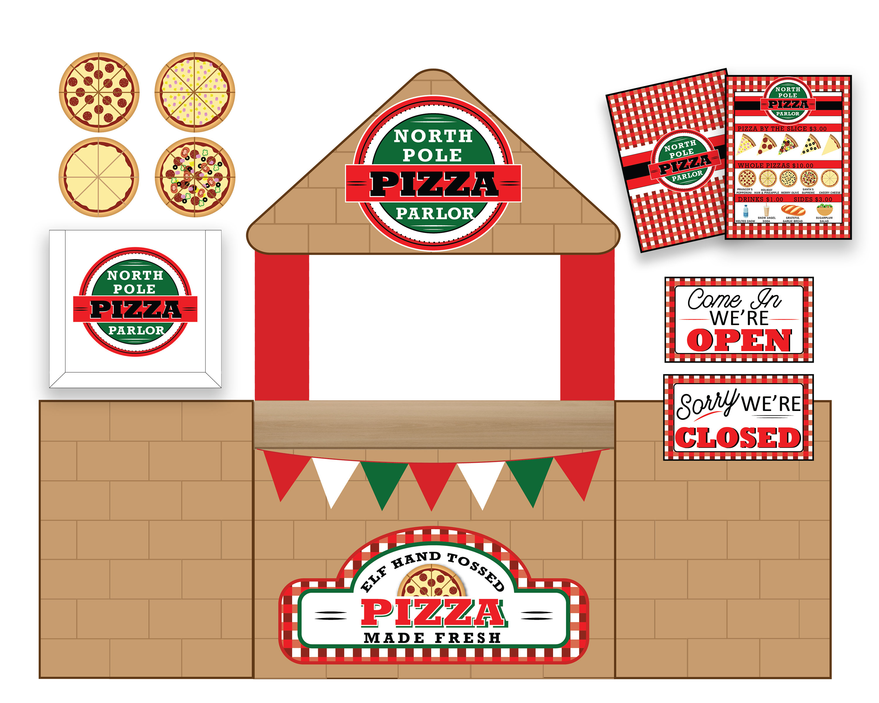 Elf Pizza Stand Printable, Elf Pizza Kit, Elf Christmas Props, Elf