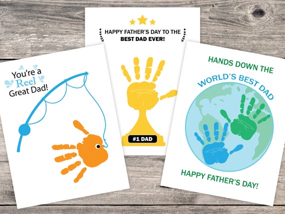Father's Day Handprint Craft, Father's Day Gift From Kids, Fish Handprint, World's Best Dad, Keepsake Craft, Trophy Handprint Gift for Dad