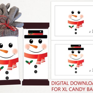 XL Snowman Candy Bar Wrappers, Christmas Candy Wrappers, Christmas Favors, Class Christmas Gifts