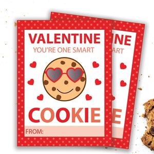 Valentinstag Cookie Tags, Klassenzimmer Valentines, Valentines Cookie Karte, Smart Cookie Valentine