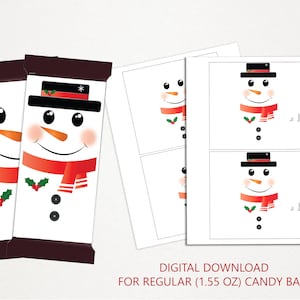 Snowman Candy Bar Wrappers, Christmas Candy Wrappers, Christmas Favors, Class Christmas Gifts