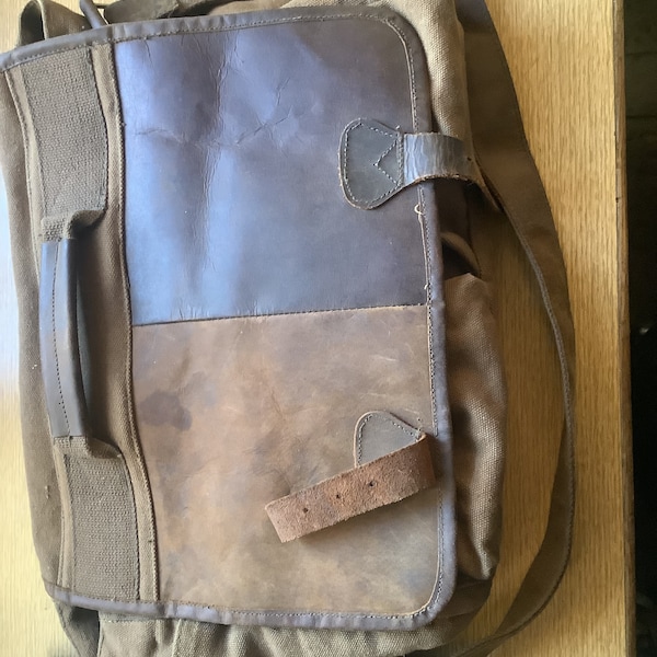 Rothco messenger bag brown canvas/ leather