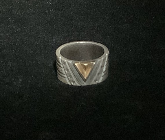 Silver & gold chevron ring