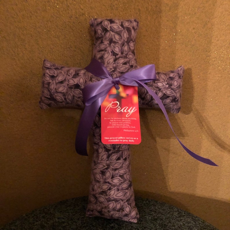 Purple Prayer Pillow Flannel Prayer Pillow Cross Shaped Etsy