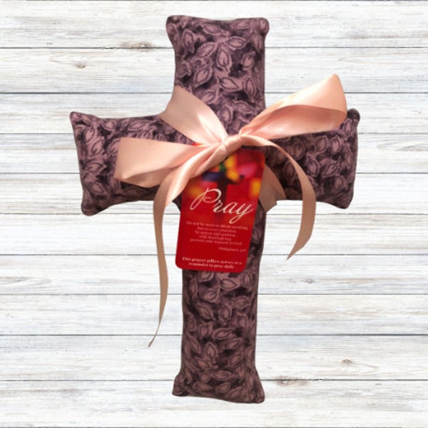 Huggable Prayer Pillow, Gray Cross