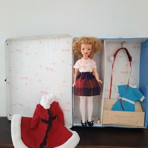 Tammy doll Ideal BS12-1st edition, 1960s, blonde, collectible  art doll, 12 inch. With OOAK outfits and vintage Tammy Ideal carry case.