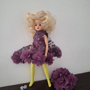 Sindy Pedigree, OOAK. customized, Mod style, sixties fashion model. 3d lace mini dress, hat, stockings.