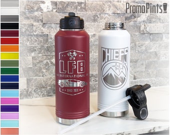 BUILD YOUR OWN 40oz Custom Water Bottle w/ Straw | Personalized Monogram Cup | Stainless Steel Insulated Laser Engraved | Business Logo Gift