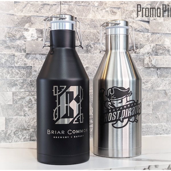 BUILD YOUR OWN 64oz Custom Beer Growler | Personalized Growler | Stainless Steel Insulated Growler Laser Engraved | Business Logo Monogram