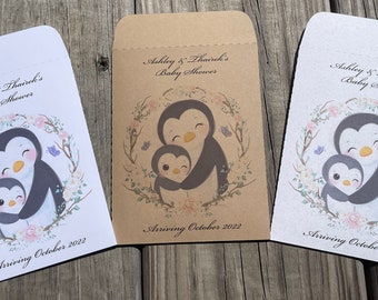 Baby Shower Favor Seed Packets Baby Animal Collection - Penguin  Mom & Baby