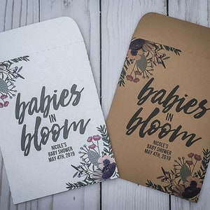 Twins Babies Shower Favors Gifts Seed Packets Baby in Bloom Floral  Handmade Personalized Envelopes Flower Baby Gifts Pink Girl Purple Boy