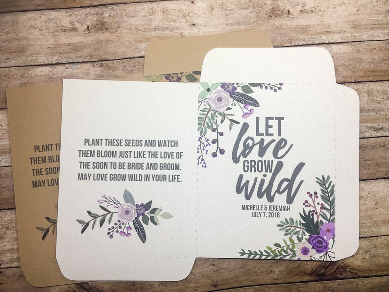 Wedding Favors Seed Packets Gifts Let Love Grow Wild Purple | Etsy