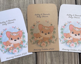 Baby Shower Favor Seed Packets Baby Animal Collection - Fox Mom & Baby