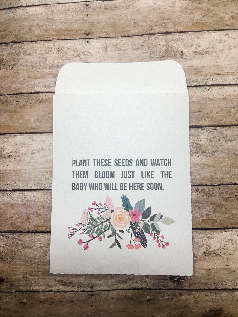 Baby Shower Favors Gifts Seed Packets Baby in Bloom Floral Etsy