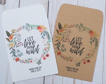 Wedding Favors Seed Packets Let Love Grow Wild Bright Kraft Floral  Sets of 25 - Save the Date, Baby Shower, Rustic, DIY, Bright, Colorful