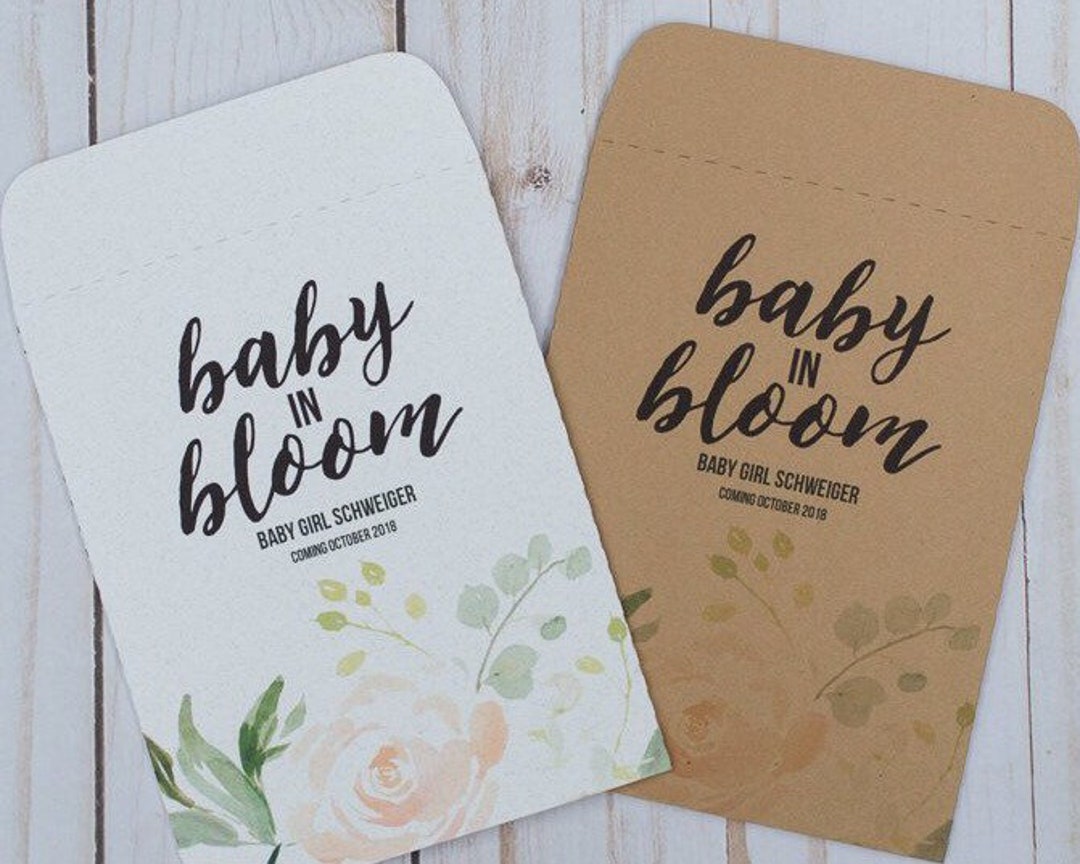 Baby in Bloom, Custom Personalized Baby Shower Seed Packet Favors