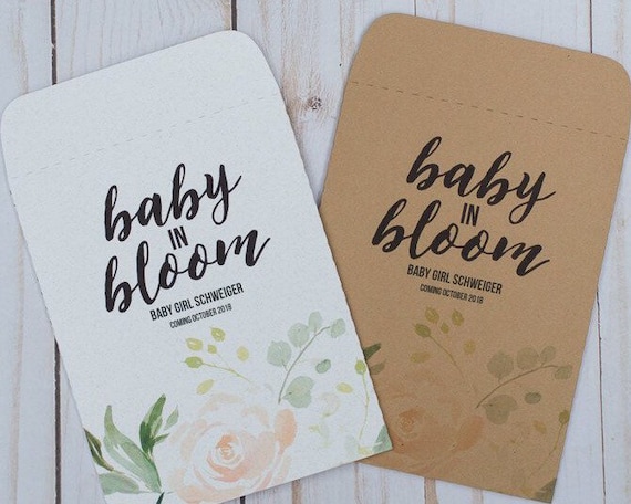 Baby in Bloom, Custom Personalized Baby Shower Seed Packet Favors