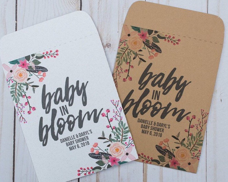 Baby Shower Favors Gifts Seed Packets Baby in Bloom Floral Etsy UK