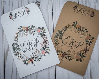 Monogram Wedding Favors Seed Packets Invitations Initial Personalized Envelopes - Rustic, Kraft, DIY, Handmade, Bridal Shower, Baby, Seeds