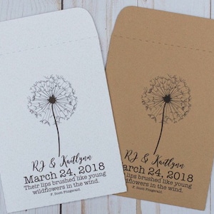 Wedding Favors Wildflower Seed Packets Personalized Envelope Rustic Gifts sold in sets of 25 - Dandelion, Bridal, Baby, Custom Wildflower