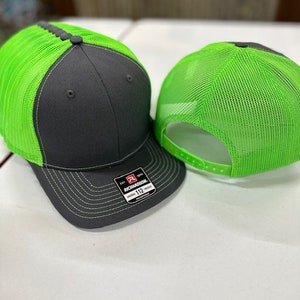 Custom embroidered Richardson 112 trucker cap with your logo, neon green, Richardson, trucker, 112